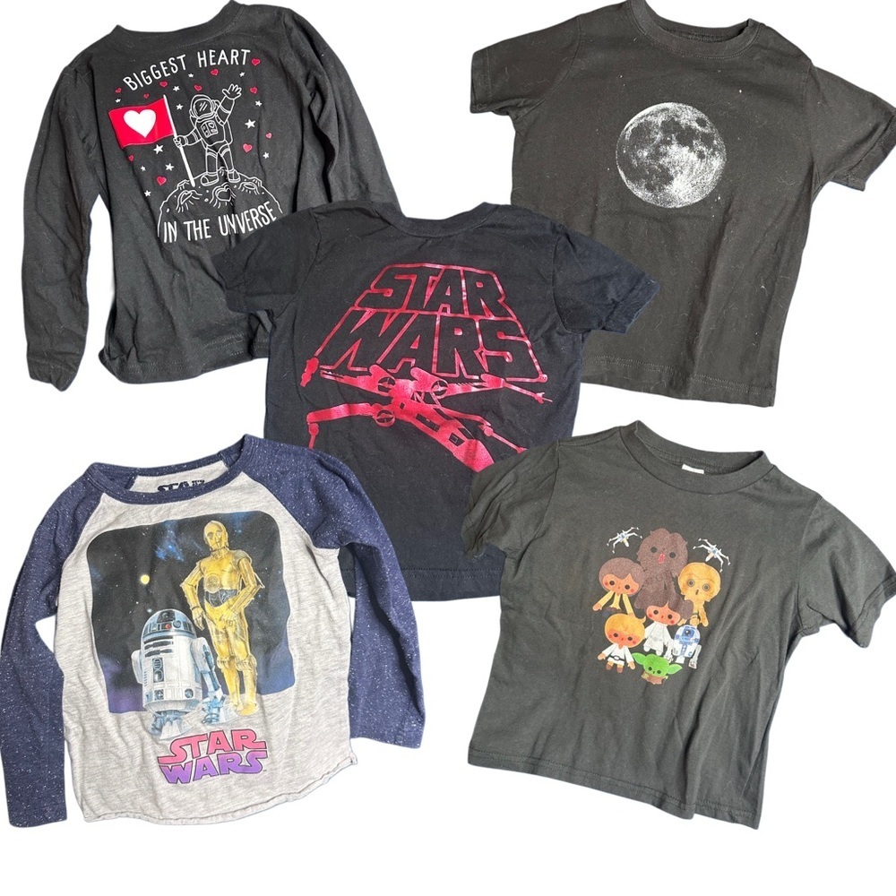 Star Wars Kids Short Sleeve & Long Sleeve Tees - Black, Gray, Navy, Red